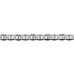 925 Sterling Silver 6.40mm Flat Marina Chain Bracelet