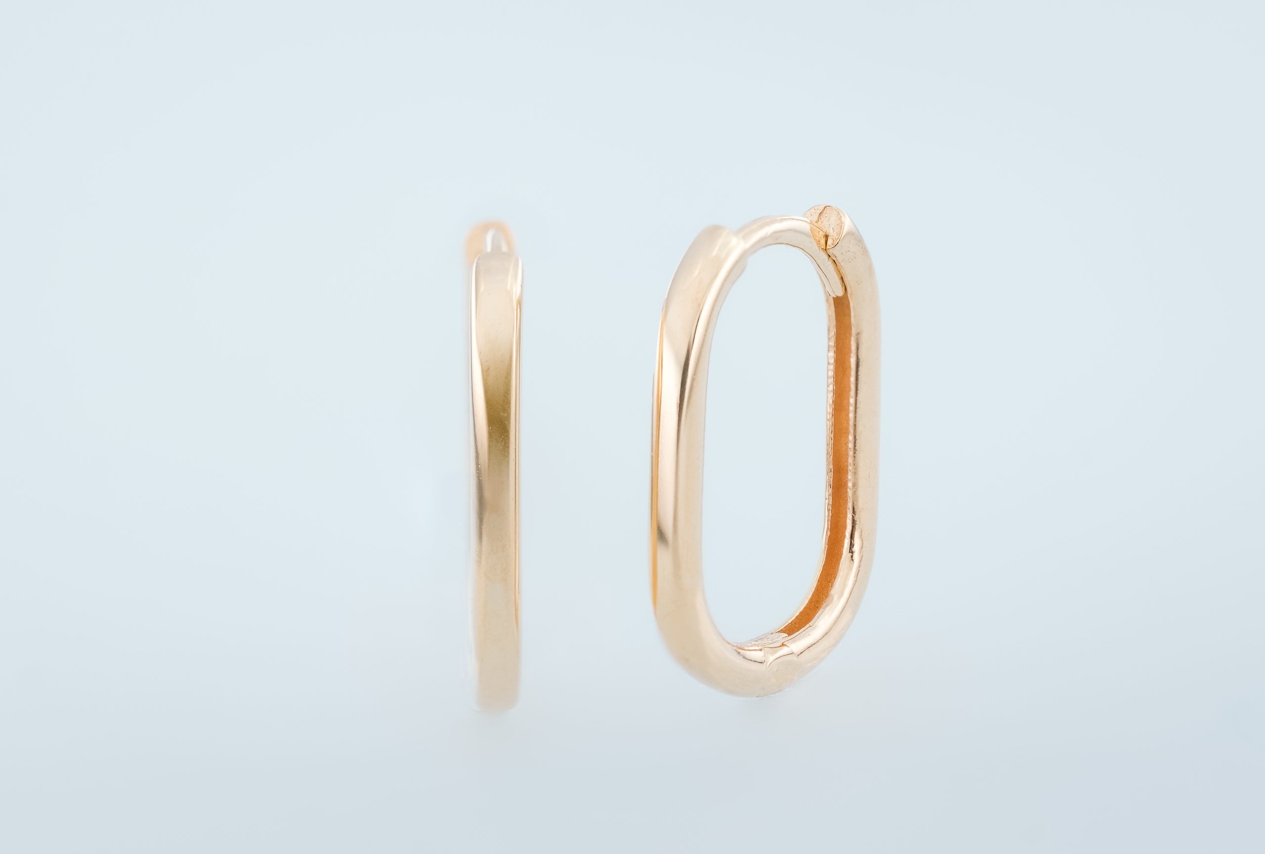 9KT Yellow Gold Rounded Tube Square Huggies