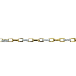 9KT Yellow Gold Paperclip Chain With CZ Stones