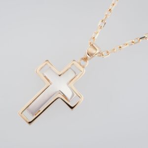 9KT Yellow/White Gold Two-Tone Cross Pendant