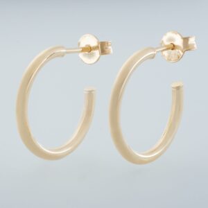 9KT Yellow Gold Stud Hoop Earrings 15mm
