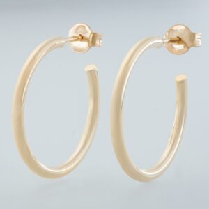 9KT Yellow Gold Stud Hoop Earrings 20mm
