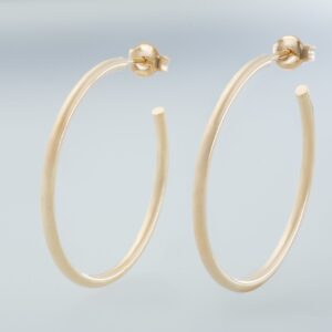 9KT Yellow Gold Stud Hoop Earrings 30mm