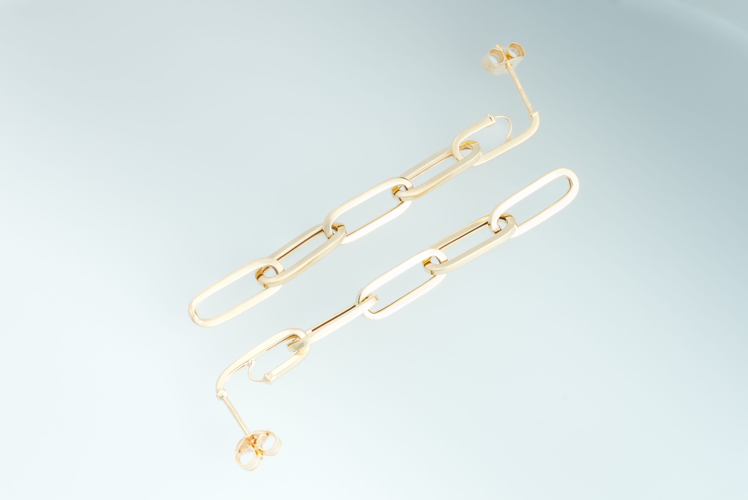 9KT Yellow Gold Paperclip Stud Earrings