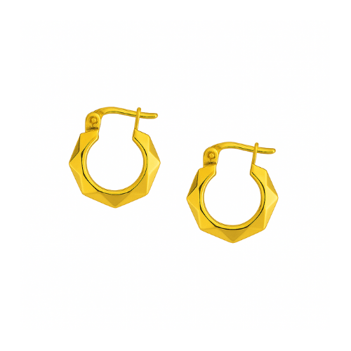 9KT Yellow Gold Hoop Fancy Earrings – 8mm